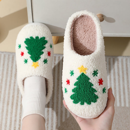 Christmas Cartoon Santa Slippers – Warm, Furry Holiday Shoes for All