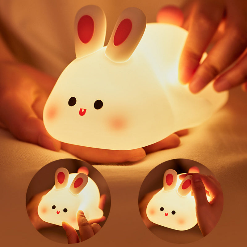 Cute LED Rabbit Night Light - Soft Silicone Lamp