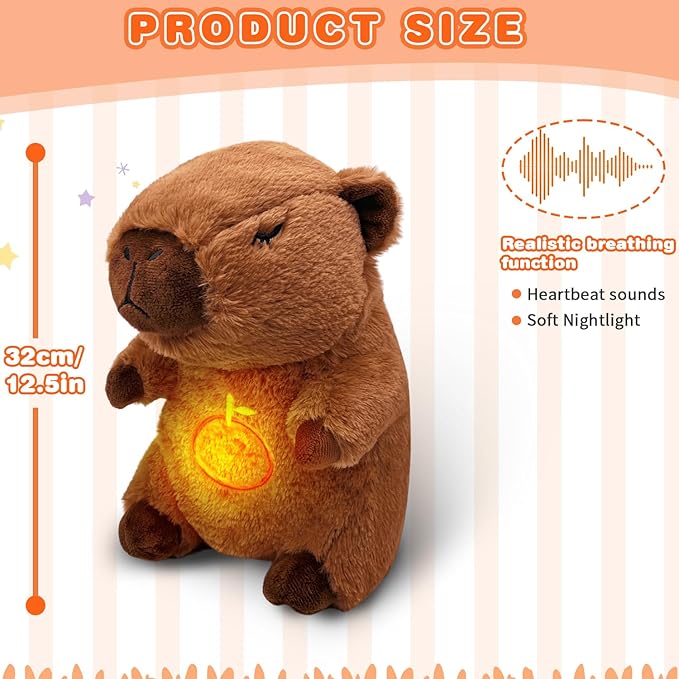 Capybara Breathing Plush Toy – Anxiety Relief, Soothing Music & Lights