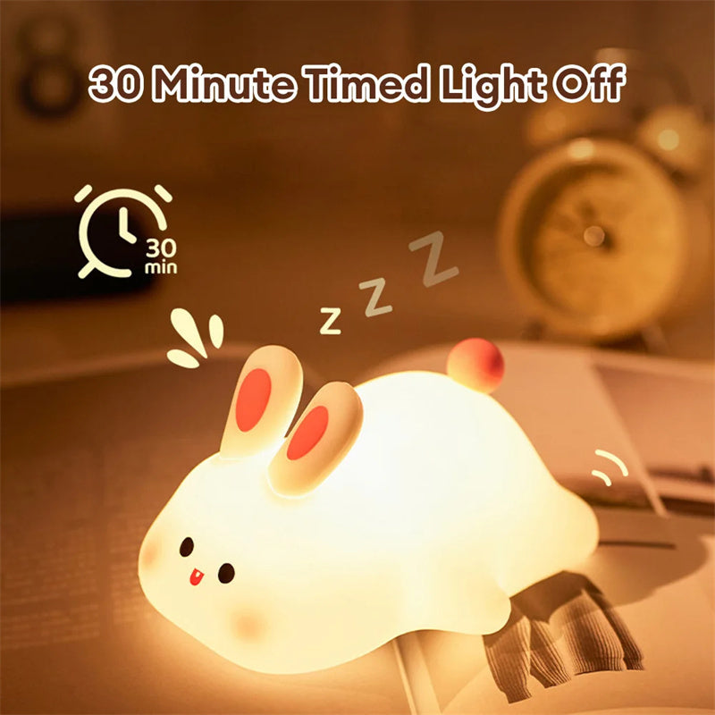 Cute LED Rabbit Night Light - Soft Silicone Lamp