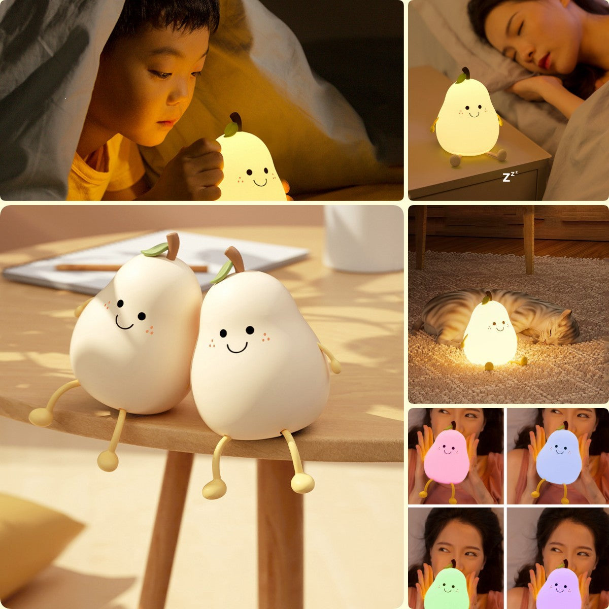 Soft Glow LED Pear Night Light