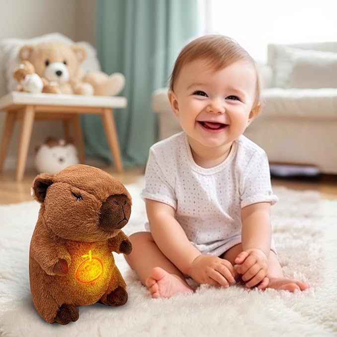 Capybara Breathing Plush Toy – Anxiety Relief, Soothing Music & Lights