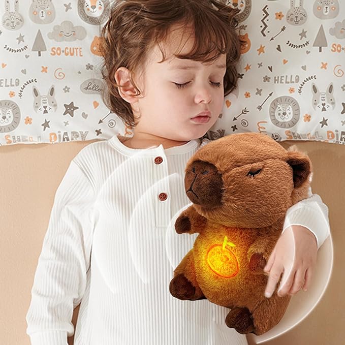 Capybara Breathing Plush Toy – Anxiety Relief, Soothing Music & Lights