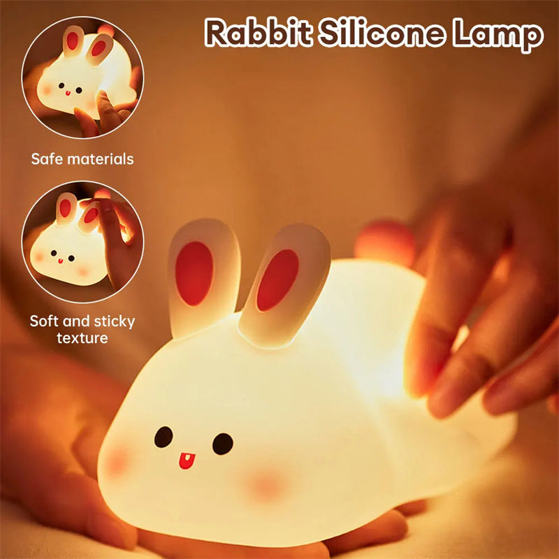 Cute LED Rabbit Night Light - Soft Silicone Lamp