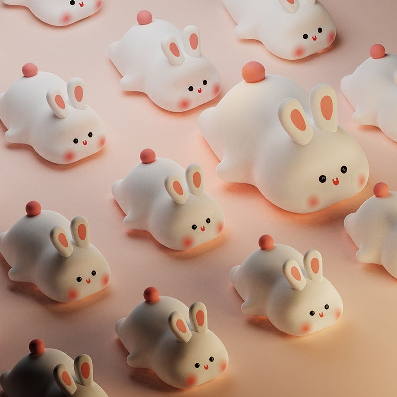 Cute LED Rabbit Night Light - Soft Silicone Lamp