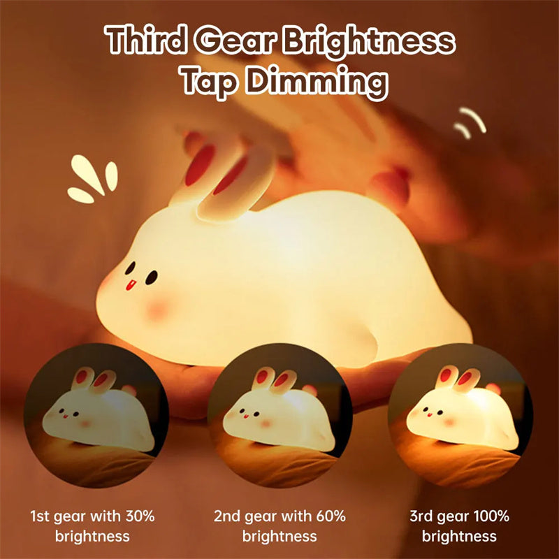 Cute LED Rabbit Night Light - Soft Silicone Lamp